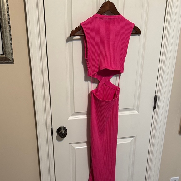 Zara Pink ribbed cut out Dress small - Picture 7 of 7